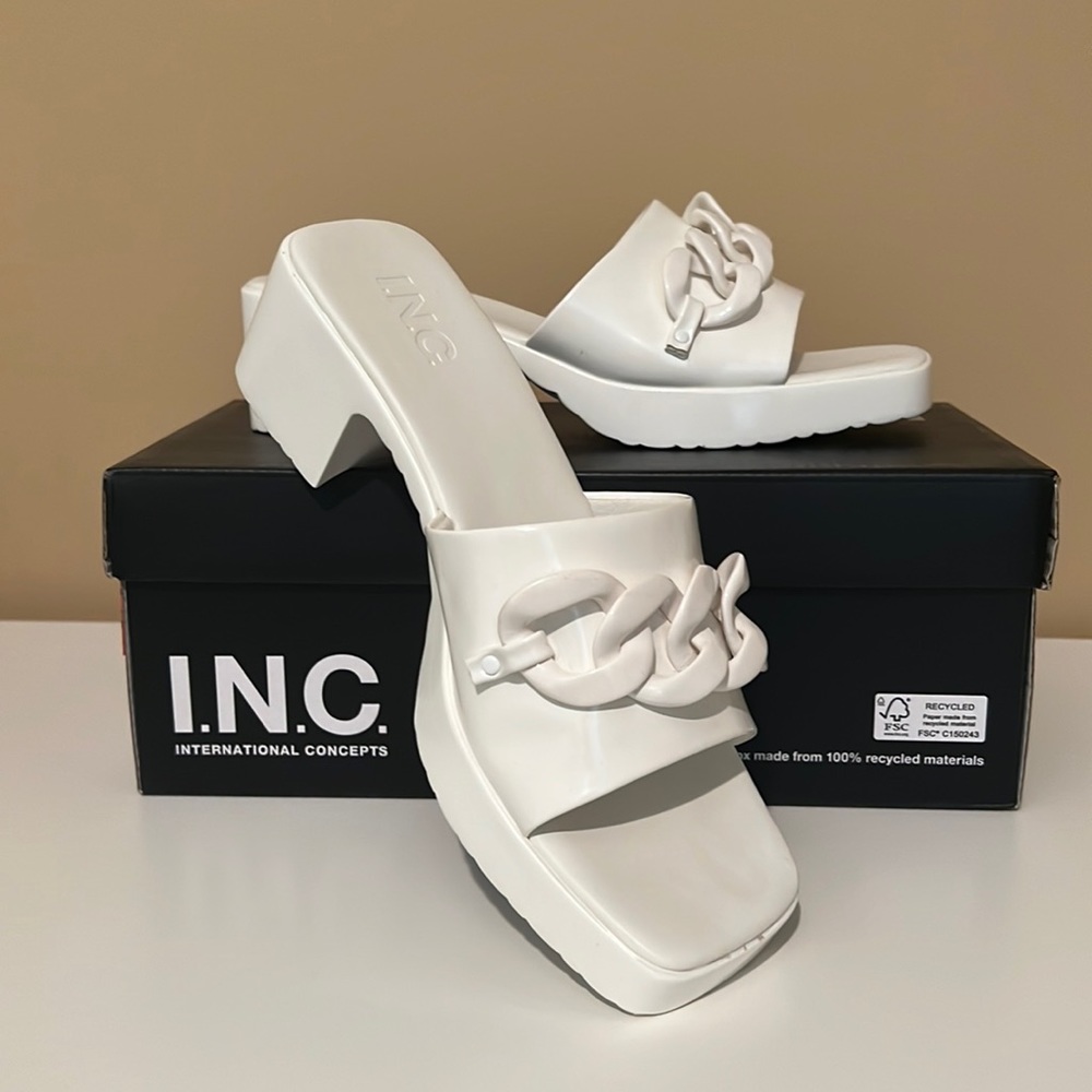 Sandals. White. INC. Size 7.
